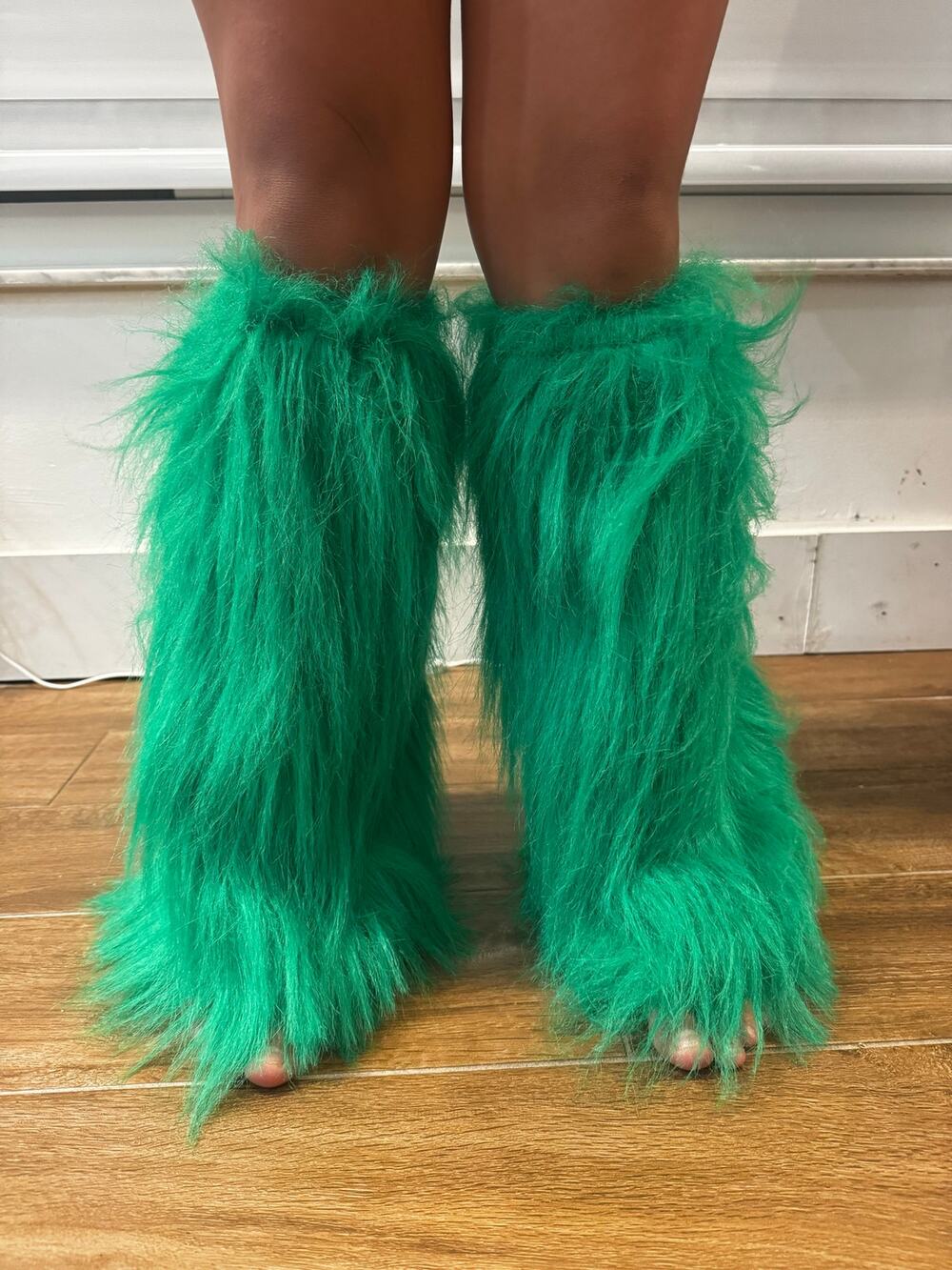 Green furry leg warmers Halloween